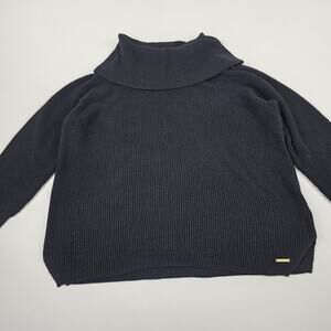 Michael Kors Sweater Womens 2X Black Turtleneck Pullover Waffle Knit Plus Size